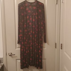 Long sleeve sheer below the knee length cover up